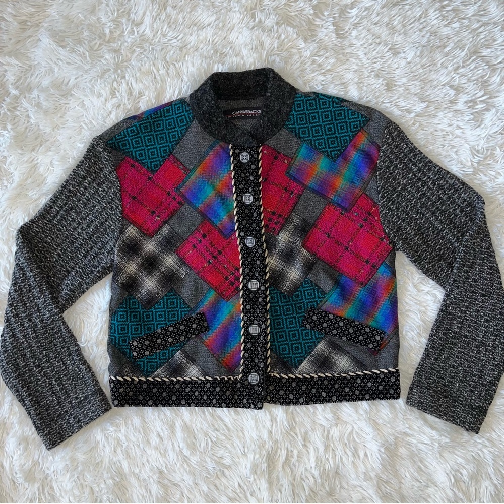 Vintage Patchwork Wool Blazer Jacket - image 1